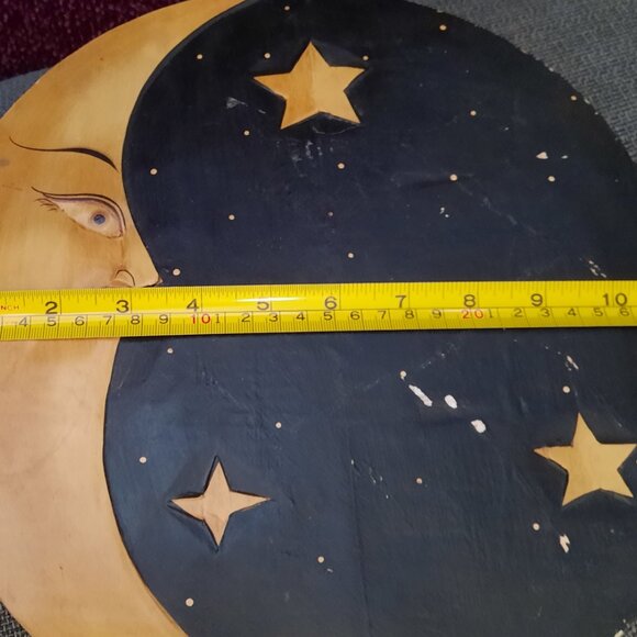 Vintage Whimsigoth Wooden Sun & Moon Plaque Wall Decor - Picture 10 of 12